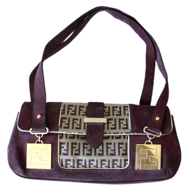 Fendi Plum Suede Shoulder Bag 