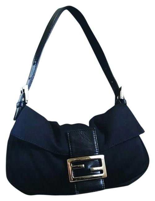 Fendi Purse Baguette Black Nylon &amp; Leather Shoulder Bag 