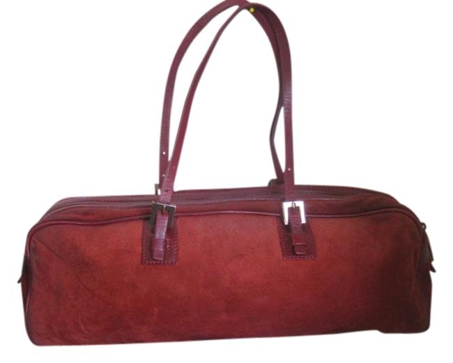 Fendi Purse Designer Coral Red Suede Shoulder Bag 