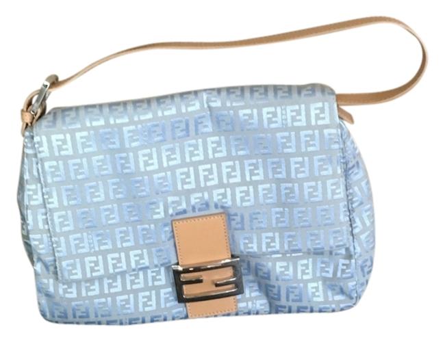 Fendi Purse Powder Blue Tan and Gold Shoulder Bag 