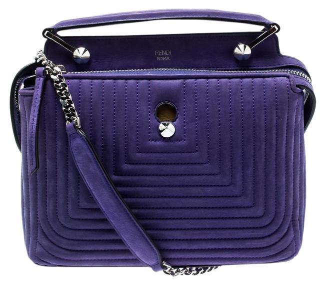 Fendi Quilted Nubuck Dotcom Click Purple Leather Shoulder Bag 