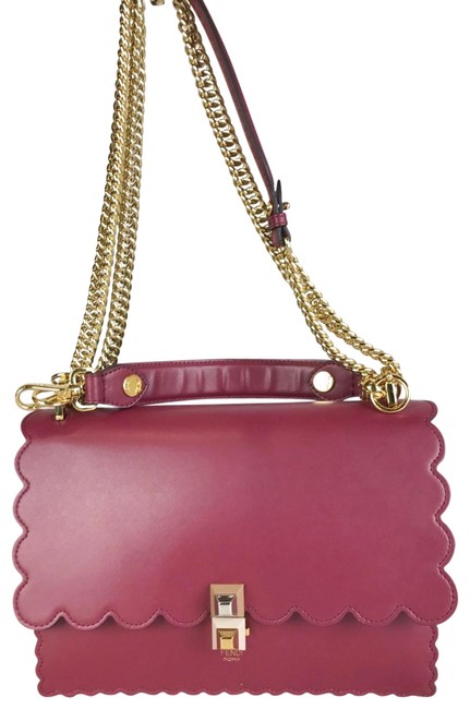 Fendi Raspberry Flap Kan I #26540 Sale Pink Leather Shoulder Bag 