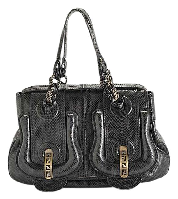 Fendi Rdc3962 Black Snakeskin Shoulder Bag 
