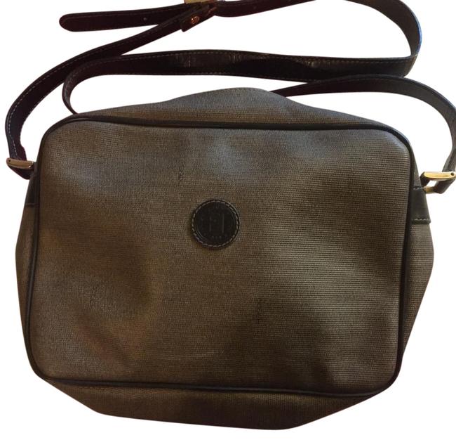 Fendi Rectangle Brown Canvas Shoulder Bag 