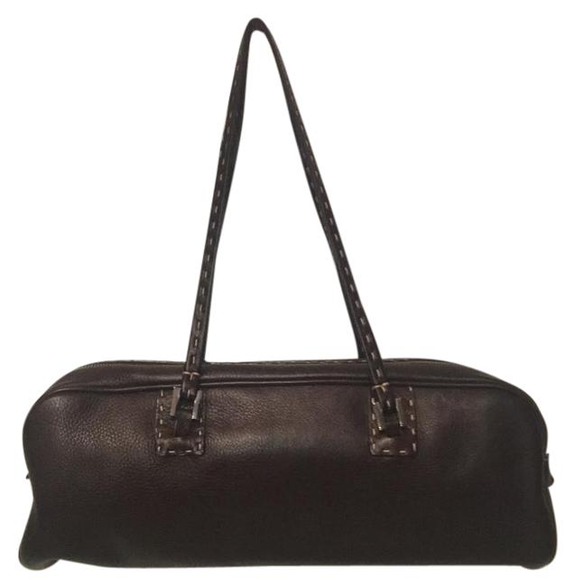 Fendi Rectangle Brown Leather Shoulder Bag 