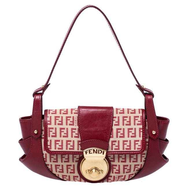 Fendi Red Canvas and Leather Shoulder Bag 