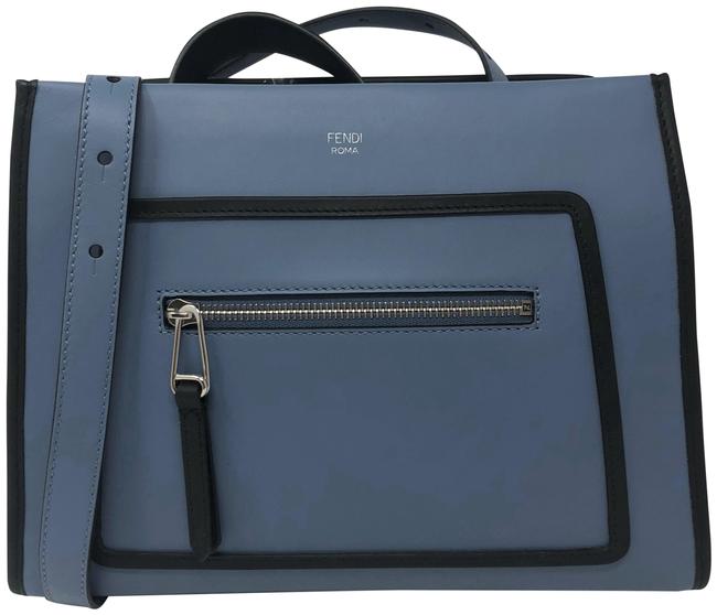 Fendi Runway Blue and Black Leather Shoulder Bag 