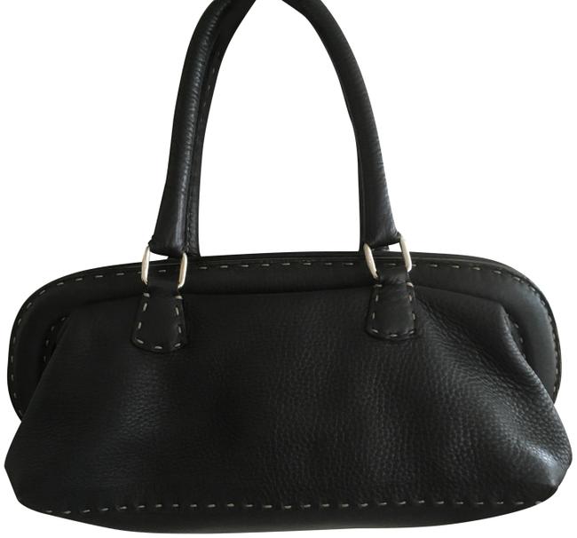 Fendi Selleria Doctor Black Leather Shoulder Bag 