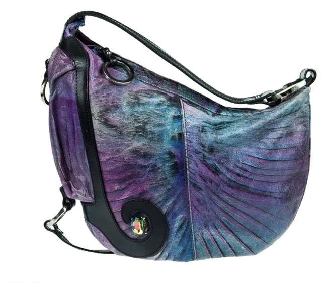 Fendi Selleria Borsa Biga Peacock Blue Green Lambskin Shoulder Bag 