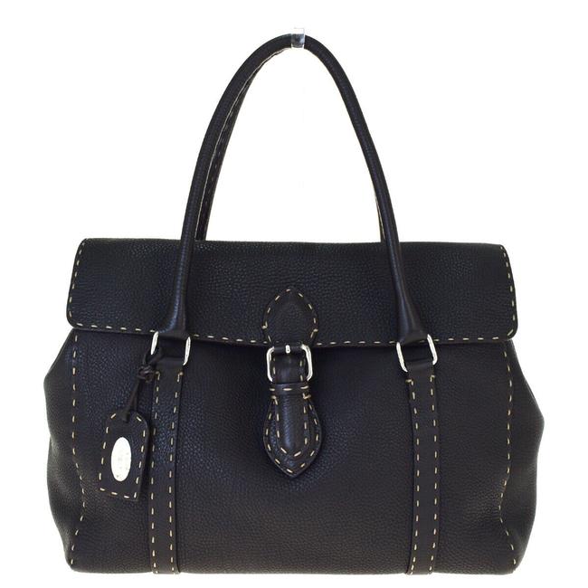 Fendi Selleria Dark Brown Leather Shoulder Bag 