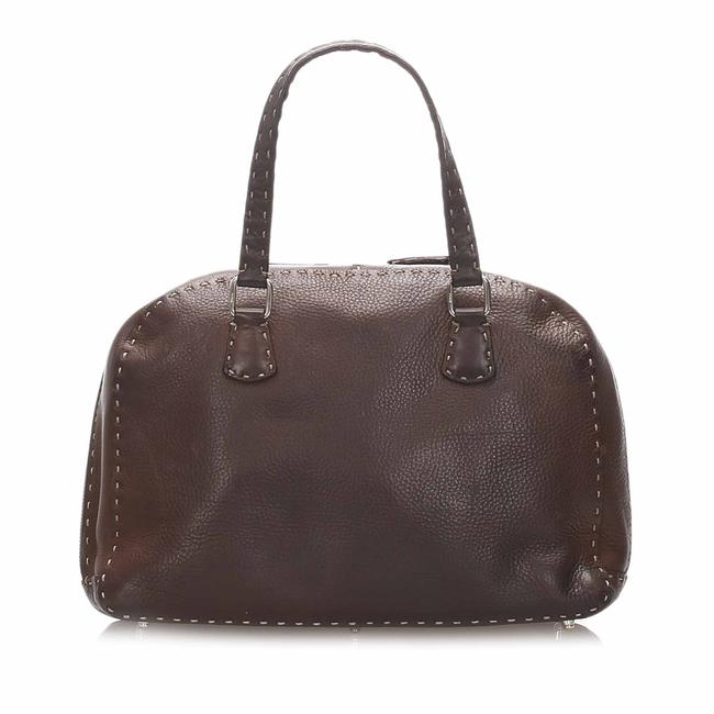 Fendi Selleria Handbag Brown Leather Shoulder Bag 