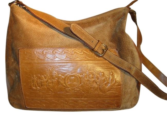 Fendi Selleriaa Tan Suede &amp; Leather Shoulder Bag 