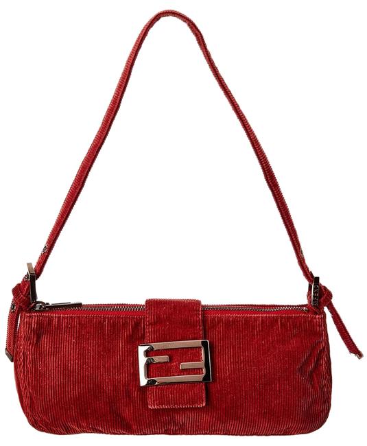 Fendi Pre owned Burgundy Corduroy No Color Shoulder Bag 