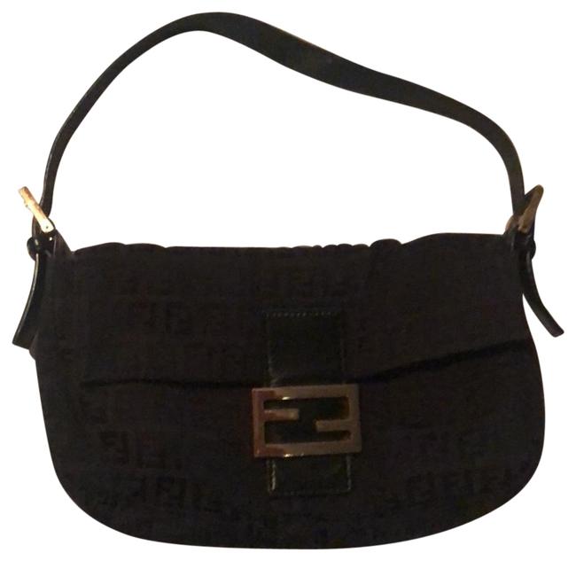 Fendi Small Black Canvas Shoulder Bag 