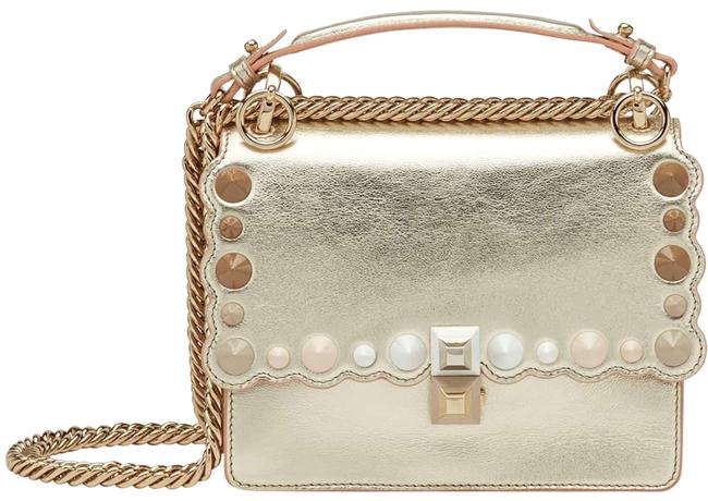 Fendi Small Kan I Metallic Gold Leather Shoulder Bag 