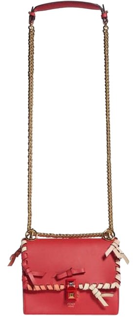 Fendi Small Kan Whipstitch Red Leather Shoulder Bag 