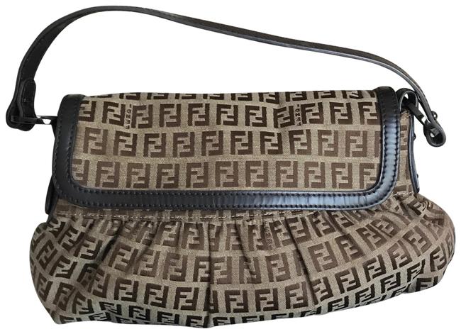 Fendi Small Zucca Monogram Brown Canvas Shoulder Bag 