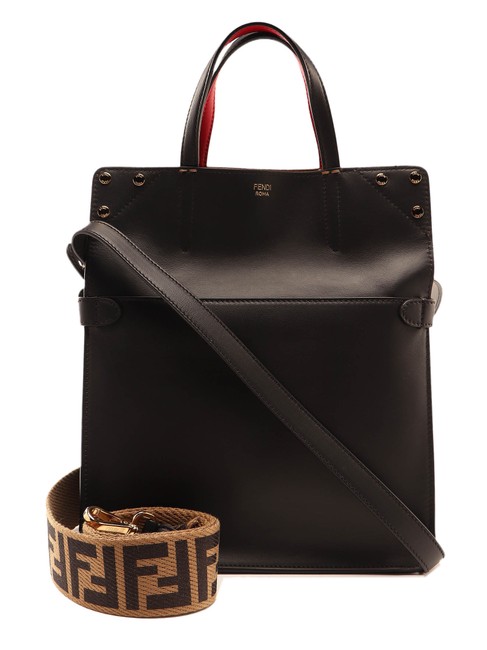 Fendi Spk Flip Regular Black Leather Shoulder Bag 