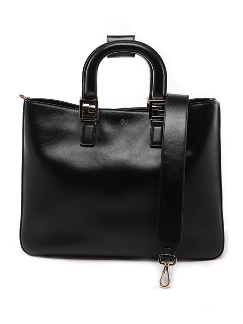 Fendi Spk Gloria Medium Black Leather Shoulder Bag 