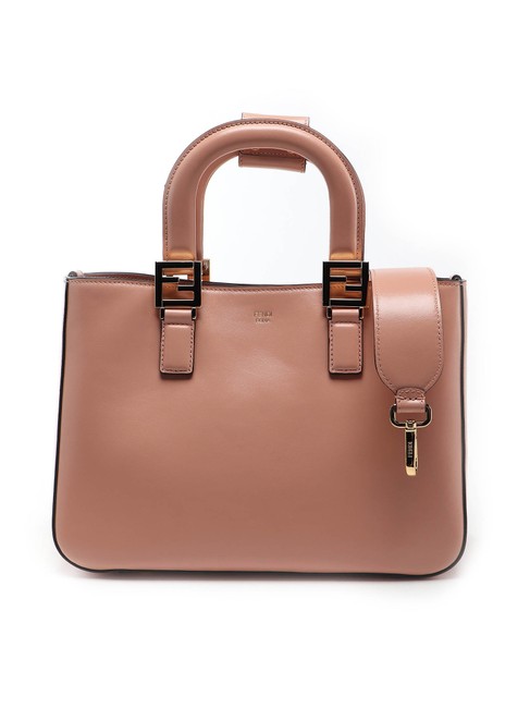 Fendi Spk Gloria Small Beige Leather Shoulder Bag 