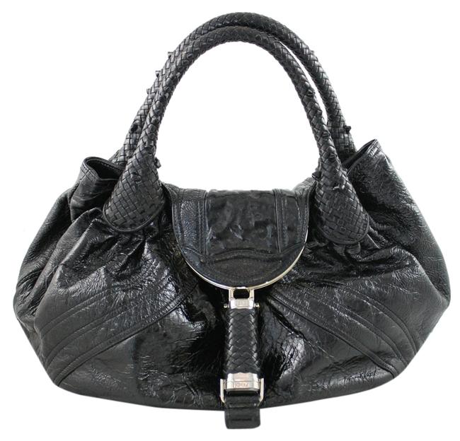 Fendi Spy Black Patent Leather Shoulder Bag 