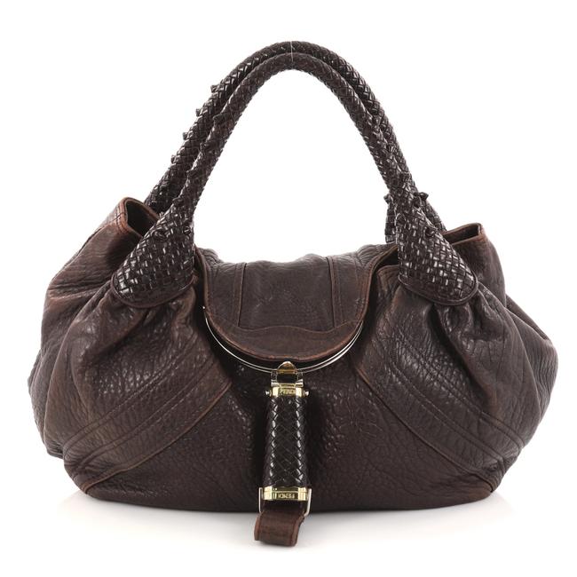 Fendi Spy Brown Leather Shoulder Bag 