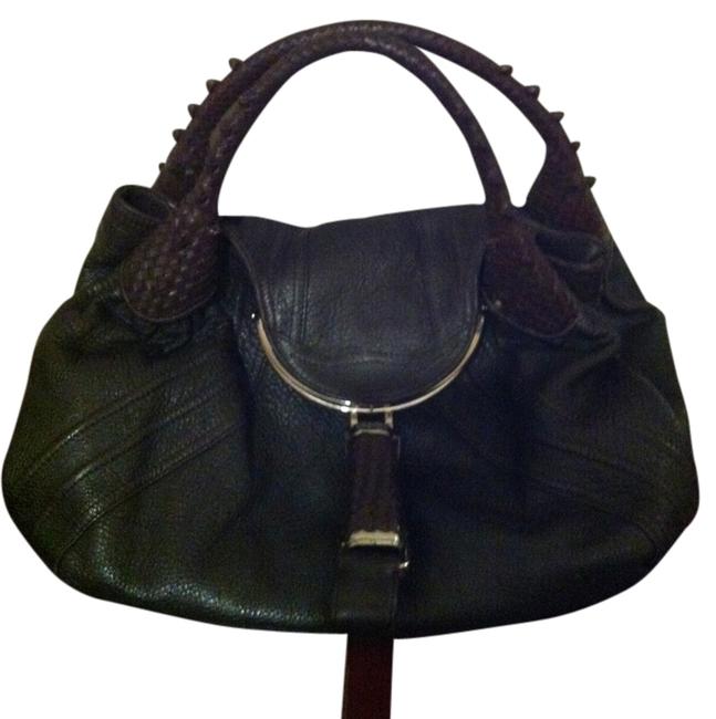 Fendi Spy Dark Brown Genuine Leather Shoulder Bag 