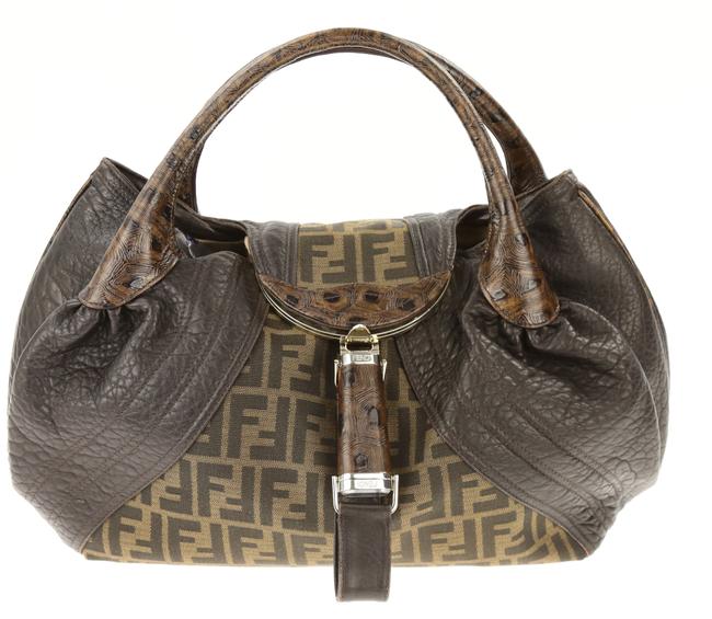 Fendi Spy Zucca Brown Canvas Shoulder Bag 