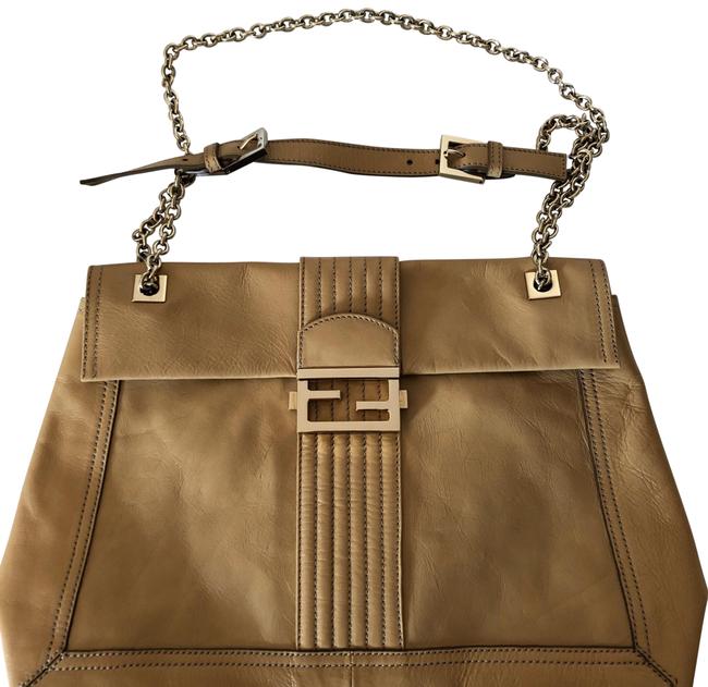 Fendi Strap Tan Leather Shoulder Bag 