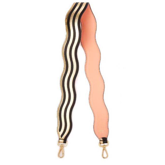 Fendi Strap You Black &amp; Gold Strap Leather Shoulder Bag 