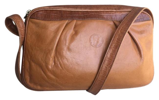 Fendi Supple Ff Beauty Caramel Leather Shoulder Bag 