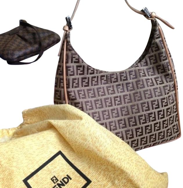 Fendi Tan Monogram Canvas Shoulder Bag 