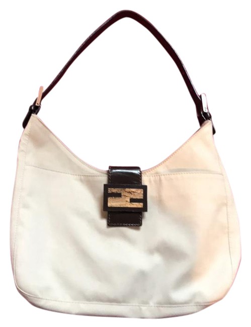 Fendi Tan with Black Strap Fabric Shoulder Bag 