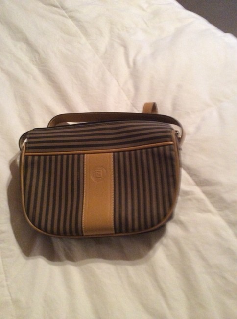 Fendi Taupe and Black Shoulder Bag 