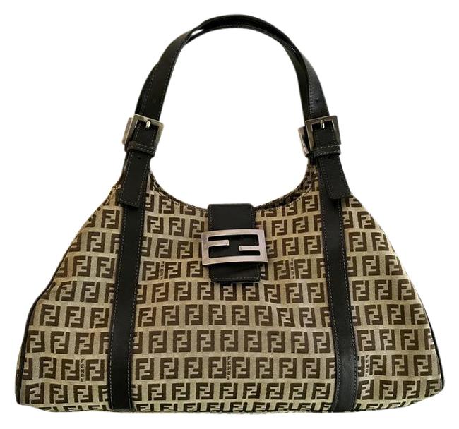 Fendi Timeless Zucca Satchel Brown Jacquard Leather Shoulder Bag 