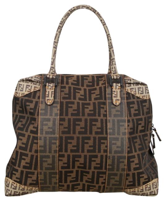 Fendi Tobacco Brown Canvas Shoulder Bag 