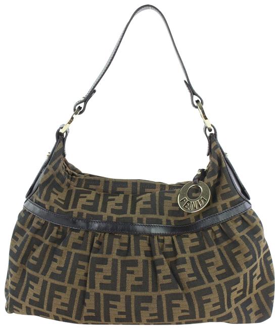 Fendi Hobo Tobacco Monogram Ff Zucca 13fz0904 Brown Canvas Shoulder Bag 