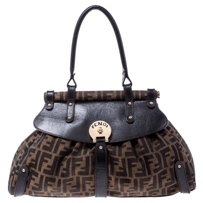 Fendi Tobacco Zucca Medium Magic Brown Canvas and Leather Shoulder Bag 