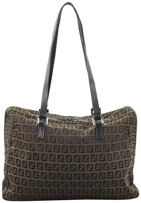 Fendi Top Handle Zucca Canvas Shoulder Bag 