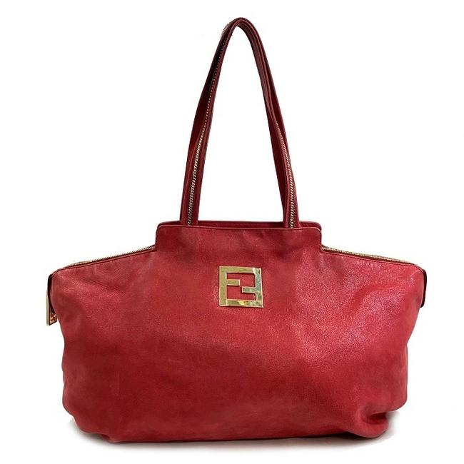 Fendi Tote 8br636 Ladies Red Color Leather Shoulder Bag 
