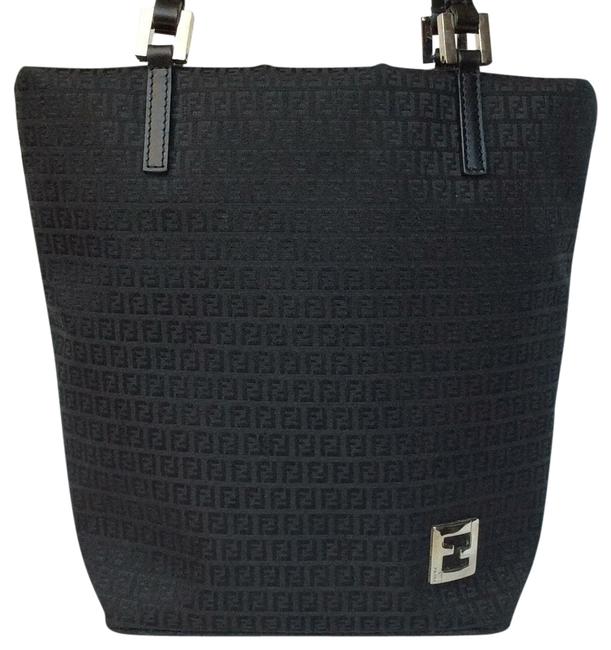 Fendi Tote Black Canvas Shoulder Bag 