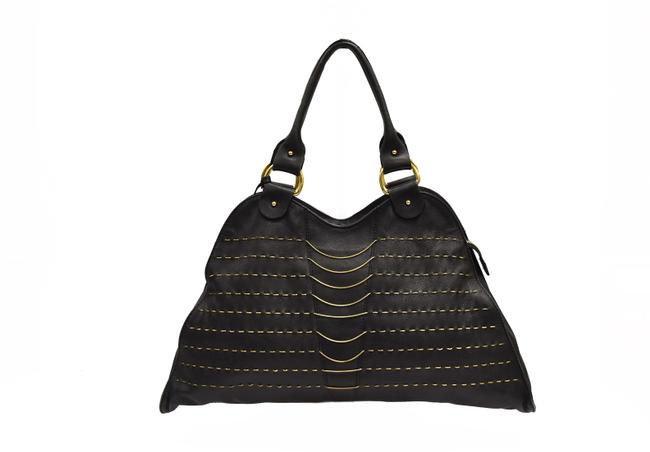 Fendi Tote Black Leather Shoulder Bag 