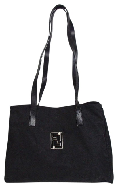 Fendi Tote Black Nylon Shoulder Bag 