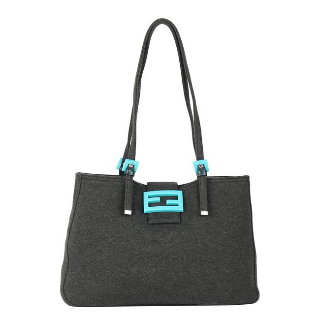 Fendi Tote Mamma 8427 Green Cotton Shoulder Bag 