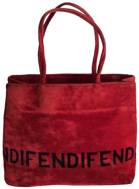 Fendi Tote Red Velvet Shoulder Bag 