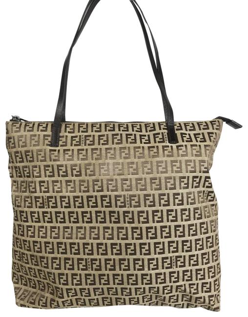 Fendi Tote Zucchino 27011 Brown Canvas Shoulder Bag 