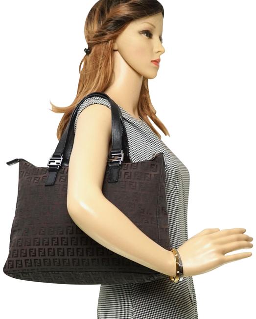 Fendi Tote Zukka Canvas #3477f12 Brown Shoulder Bag 