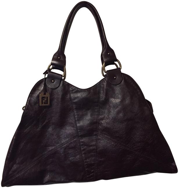 Fendi Trapeze Oxblood Leather Shoulder Bag 