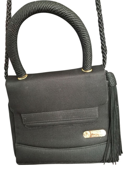 Fendi Vintage 1960s Black Silk Shoulder Bag 