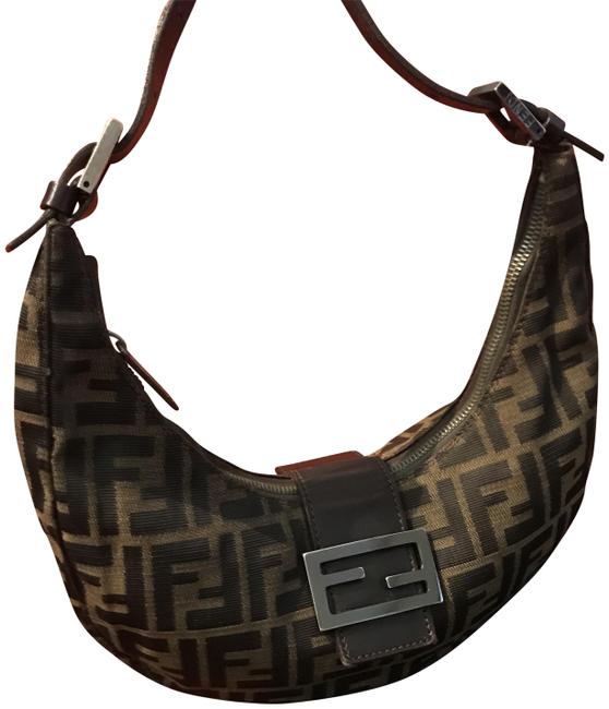 Fendi Croissant Vintage "Croissant" Brown Canvas Shoulder Bag 